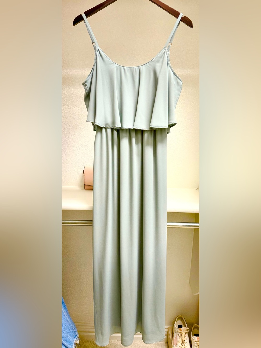 Show Me Your MuMu Light Sage Ruffle Maxi Dress